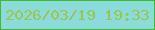文字の大きさ：5、枠の色：3fbf1c、背景の色：8adbdb、文字の色：9cc741 無料ブログパーツのブログ時計