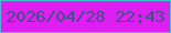 文字の大きさ：5、枠の色：3fc2d0、背景の色：df1ff2、文字の色：3d5089 無料ブログパーツのブログ時計