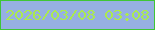 文字の大きさ：4、枠の色：3fc636、背景の色：96b0e2、文字の色：abea4f 無料ブログパーツのブログ時計