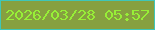 文字の大きさ：5、枠の色：3fc6b8、背景の色：86a040、文字の色：97ef37 無料ブログパーツのブログ時計
