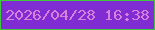 文字の大きさ：1、枠の色：3fc83e、背景の色：7f2cd3、文字の色：d981da 無料ブログパーツのブログ時計