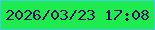 文字の大きさ：2、枠の色：3fcbe2、背景の色：1deb4e、文字の色：220f5f 無料ブログパーツのブログ時計