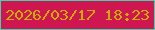 文字の大きさ：2、枠の色：3fd4ac、背景の色：cf1651、文字の色：c8ad04 無料ブログパーツのブログ時計