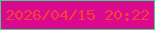 文字の大きさ：5、枠の色：3fd58f、背景の色：da0a8e、文字の色：f3413d 無料ブログパーツのブログ時計