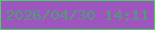 文字の大きさ：1、枠の色：3fd85c、背景の色：9e55bd、文字の色：4e9d78 無料ブログパーツのブログ時計