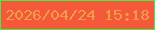 文字の大きさ：4、枠の色：3fee47、背景の色：f55939、文字の色：ec9e49 無料ブログパーツのブログ時計