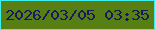 文字の大きさ：5、枠の色：3feeef、背景の色：587f14、文字の色：131c62 無料ブログパーツのブログ時計