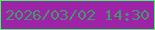 文字の大きさ：5、枠の色：3ff968、背景の色：9d24a7、文字の色：429669 無料ブログパーツのブログ時計