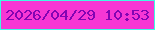 文字の大きさ：4、枠の色：3ffbe2、背景の色：f737d4、文字の色：8304b3 無料ブログパーツのブログ時計