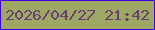 文字の大きさ：4、枠の色：4002e9、背景の色：9fa765、文字の色：674071 無料ブログパーツのブログ時計