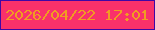 文字の大きさ：2、枠の色：4007a6、背景の色：f9316a、文字の色：f09c21 無料ブログパーツのブログ時計