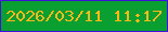 文字の大きさ：4、枠の色：4011dc、背景の色：0aa031、文字の色：f9b718 無料ブログパーツのブログ時計