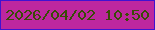 文字の大きさ：4、枠の色：4012d1、背景の色：bd279f、文字の色：394b07 無料ブログパーツのブログ時計
