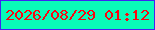 文字の大きさ：3、枠の色：4023f3、背景の色：09fbb8、文字の色：fb0610 無料ブログパーツのブログ時計