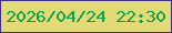 文字の大きさ：2、枠の色：402f87、背景の色：e2d977、文字の色：0aa34b 無料ブログパーツのブログ時計