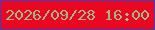 文字の大きさ：5、枠の色：403dbf、背景の色：ec0720、文字の色：9fb98c 無料ブログパーツのブログ時計