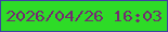 文字の大きさ：5、枠の色：403fa4、背景の色：2edb27、文字の色：732b70 無料ブログパーツのブログ時計