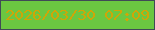 文字の大きさ：5、枠の色：404a56、背景の色：6bc741、文字の色：cfa507 無料ブログパーツのブログ時計