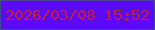 文字の大きさ：5、枠の色：404a8f、背景の色：5a09f9、文字の色：cc1a3f 無料ブログパーツのブログ時計