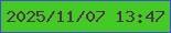 文字の大きさ：2、枠の色：404bd6、背景の色：45c924、文字の色：4b374b 無料ブログパーツのブログ時計