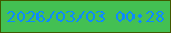 文字の大きさ：3、枠の色：405800、背景の色：43c053、文字の色：0d8afe 無料ブログパーツのブログ時計