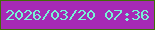 文字の大きさ：2、枠の色：406e08、背景の色：a62ab6、文字の色：77f4d5 無料ブログパーツのブログ時計