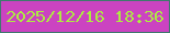 文字の大きさ：1、枠の色：40796e、背景の色：cb43c1、文字の色：adeb42 無料ブログパーツのブログ時計