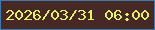 文字の大きさ：1、枠の色：407aaa、背景の色：462825、文字の色：e5ef69 無料ブログパーツのブログ時計