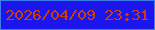 文字の大きさ：2、枠の色：407ceb、背景の色：1c16ee、文字の色：cd3e0b 無料ブログパーツのブログ時計