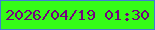 文字の大きさ：4、枠の色：407dd3、背景の色：35fc16、文字の色：75017f 無料ブログパーツのブログ時計