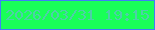 文字の大きさ：4、枠の色：407ef7、背景の色：19ff58、文字の色：4ecfa9 無料ブログパーツのブログ時計