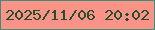 文字の大きさ：3、枠の色：408d76、背景の色：fb9388、文字の色：21502d 無料ブログパーツのブログ時計