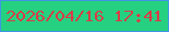 文字の大きさ：2、枠の色：4095e6、背景の色：25d181、文字の色：d83d46 無料ブログパーツのブログ時計