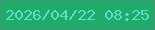 文字の大きさ：4、枠の色：409679、背景の色：1fab69、文字の色：60dcca 無料ブログパーツのブログ時計