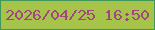 文字の大きさ：1、枠の色：409759、背景の色：a7c44a、文字の色：a24580 無料ブログパーツのブログ時計