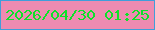 文字の大きさ：2、枠の色：409eda、背景の色：ee8bb1、文字の色：0ee229 無料ブログパーツのブログ時計
