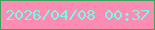 文字の大きさ：4、枠の色：40a060、背景の色：fd8cb2、文字の色：76fbe8 無料ブログパーツのブログ時計