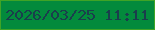 文字の大きさ：3、枠の色：40a426、背景の色：038a3c、文字の色：1a3e4c 無料ブログパーツのブログ時計