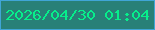 文字の大きさ：5、枠の色：40a5d6、背景の色：288077、文字の色：07ef8b 無料ブログパーツのブログ時計