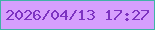 文字の大きさ：2、枠の色：40b3a6、背景の色：d69ffd、文字の色：7d33c1 無料ブログパーツのブログ時計