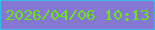 文字の大きさ：1、枠の色：40b6ef、背景の色：8677d3、文字の色：6ce518 無料ブログパーツのブログ時計