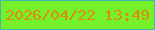 文字の大きさ：1、枠の色：40b9b4、背景の色：75f12a、文字の色：df8b13 無料ブログパーツのブログ時計