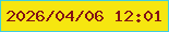 文字の大きさ：5、枠の色：40cddf、背景の色：f6e610、文字の色：821215 無料ブログパーツのブログ時計