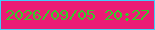 文字の大きさ：2、枠の色：40cefa、背景の色：eb1c75、文字の色：36cb29 無料ブログパーツのブログ時計
