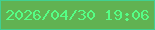 文字の大きさ：3、枠の色：40d092、背景の色：61b252、文字の色：55fe85 無料ブログパーツのブログ時計