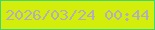 文字の大きさ：1、枠の色：40d574、背景の色：d4ee0c、文字の色：b1afbb 無料ブログパーツのブログ時計