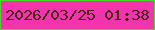 文字の大きさ：4、枠の色：40dd22、背景の色：f533ae、文字の色：462911 無料ブログパーツのブログ時計