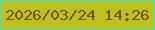 文字の大きさ：5、枠の色：40e3ca、背景の色：bbc120、文字の色：7b5321 無料ブログパーツのブログ時計