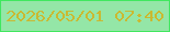 文字の大きさ：2、枠の色：40e75f、背景の色：94e6a7、文字の色：cab931 無料ブログパーツのブログ時計