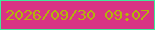 文字の大きさ：2、枠の色：40ea9a、背景の色：d93484、文字の色：b3b30c 無料ブログパーツのブログ時計